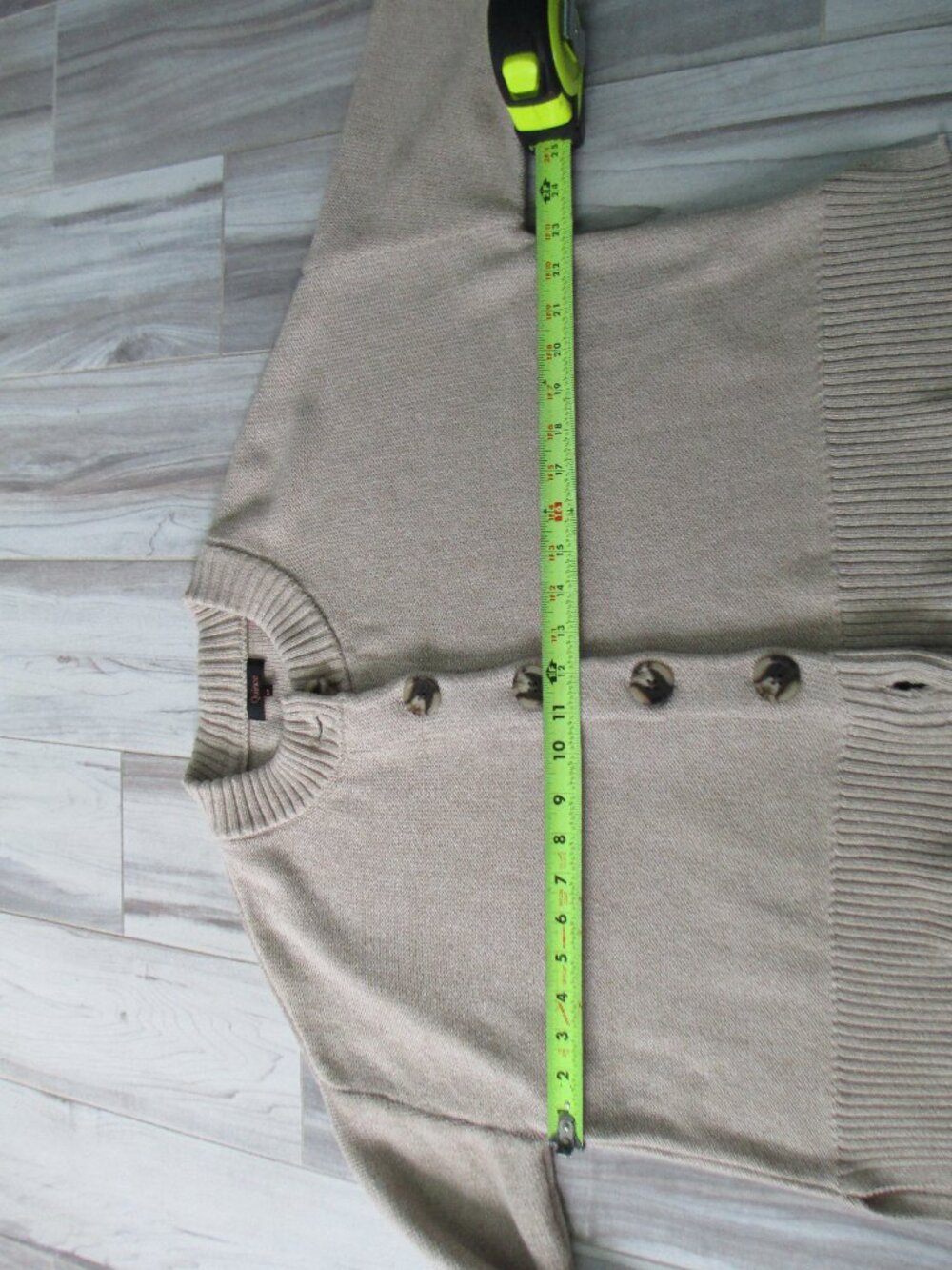 Quince 100% Organic Cotton Cropped Cardigan in Cement Marl - Picture 10 of 14